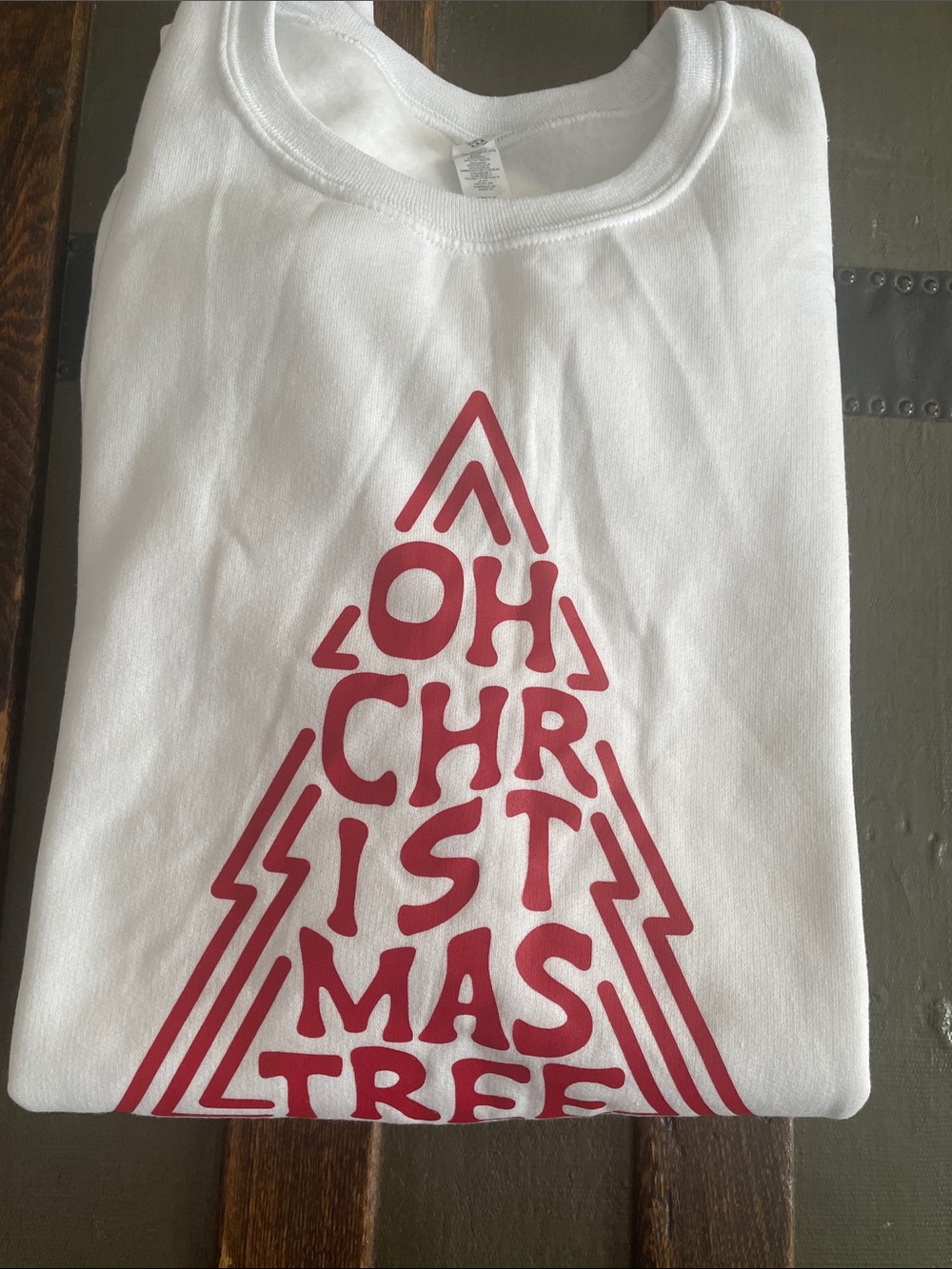 Jerzees White  with Red Holiday Tree Graphic